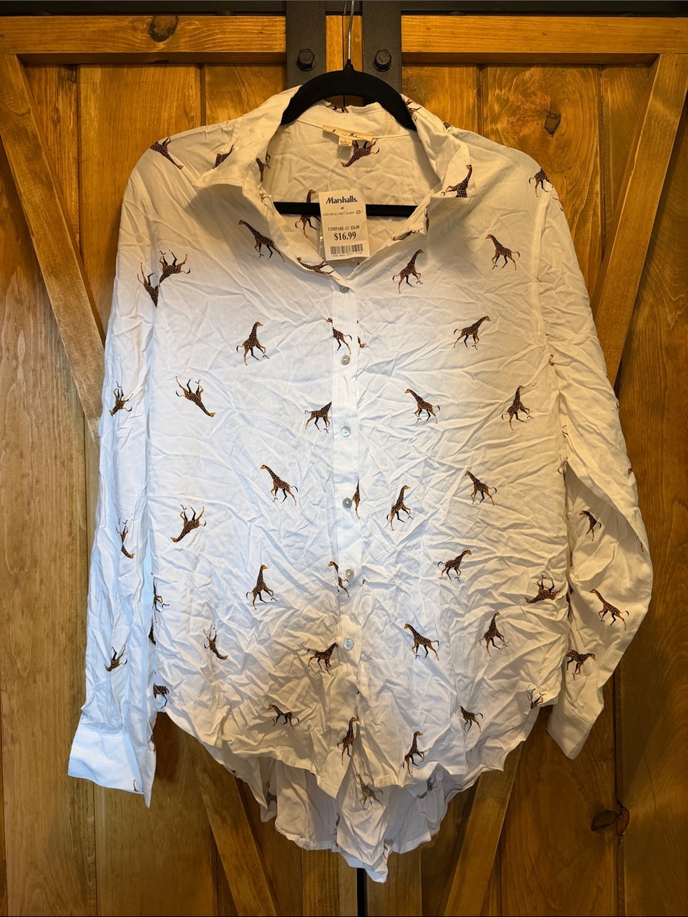 Marshall White Button-Down Shirt with Brown Dog Print